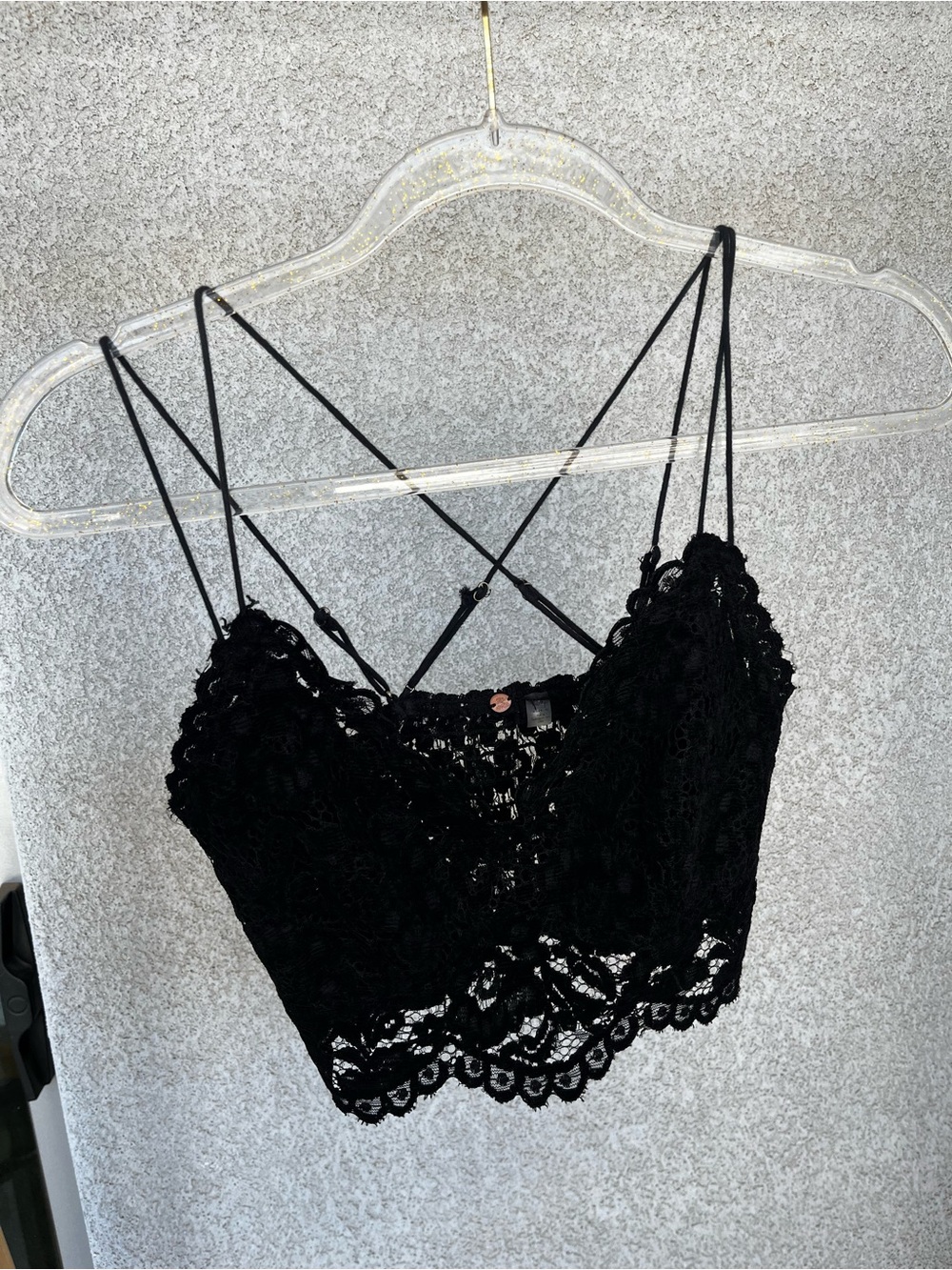 Free People Black Crochet Lace Crop Top